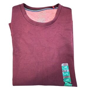 Berkley Jensen Crewneck Knit Jersey Maroon Burgundy Micro Stripe Long Sleeve L